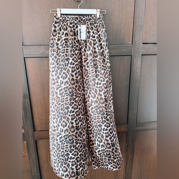 Wide Leg Satin Leopard Print Dressy Pants - Picture 5 of 6